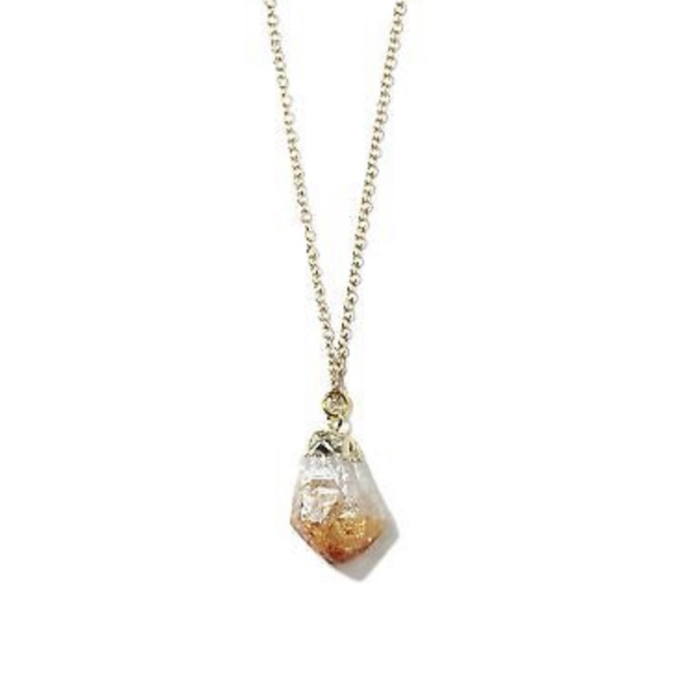 Raw citrine gemstone pendant necklace